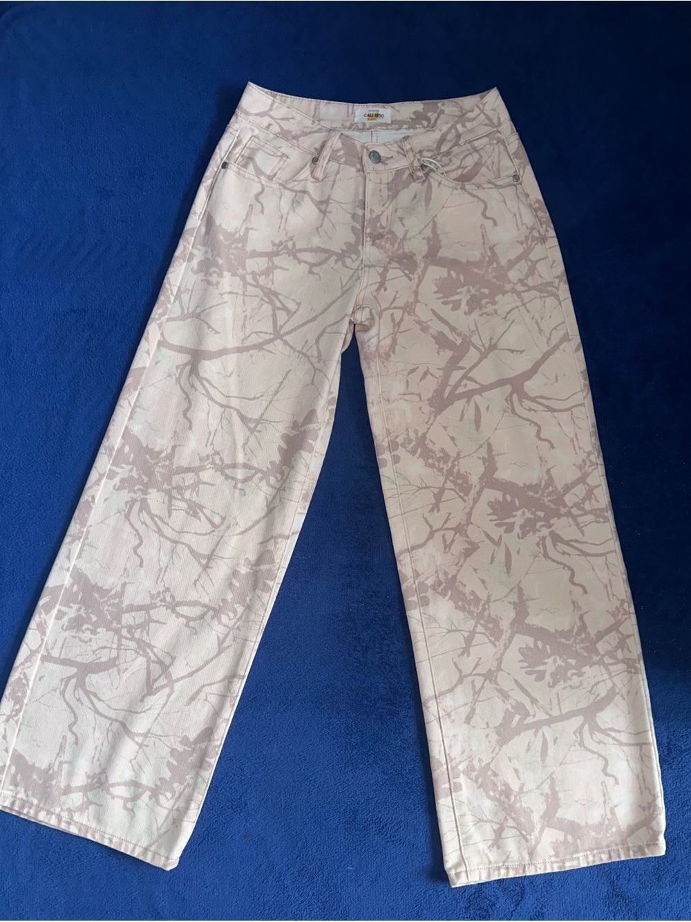 Cali 1850 Pink Tree Branch Camo High Rise Wide Leg Jeans Y2K Streetwear 3/26 NWT - Picture 2 of 10